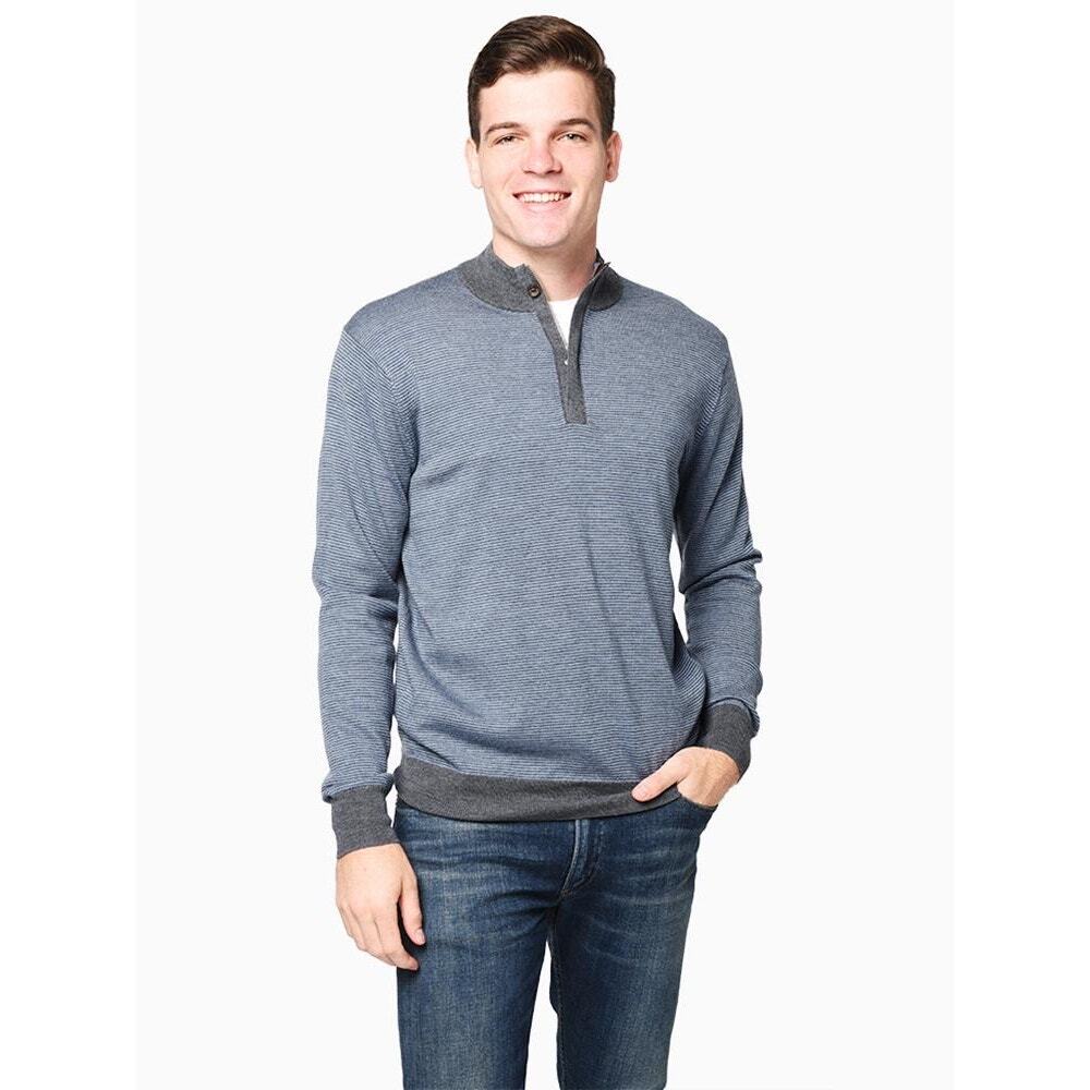 Peter‎ Millar Needle Stretch Quarter Zip Sweater Grey Striped FLAW Mens Medium